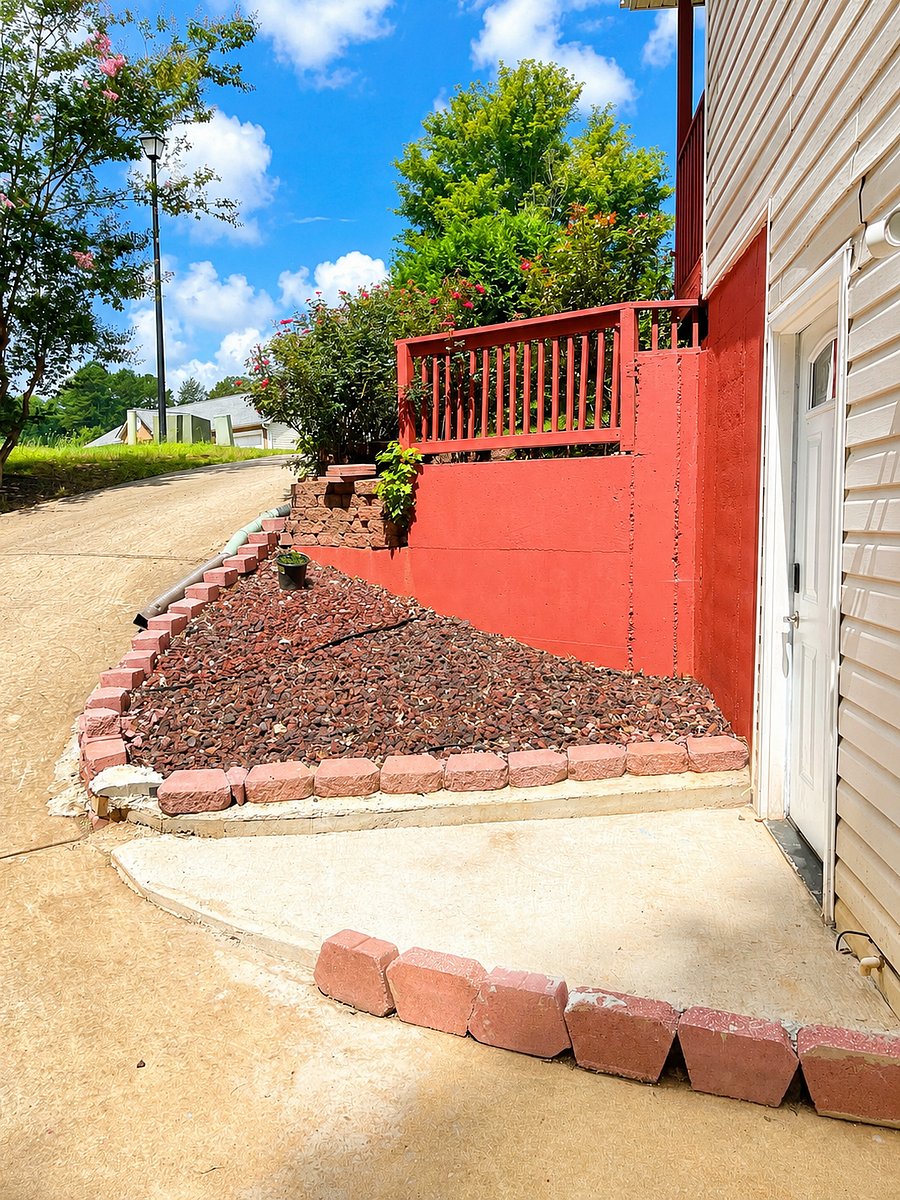 From the street to the door. There is an incline.
