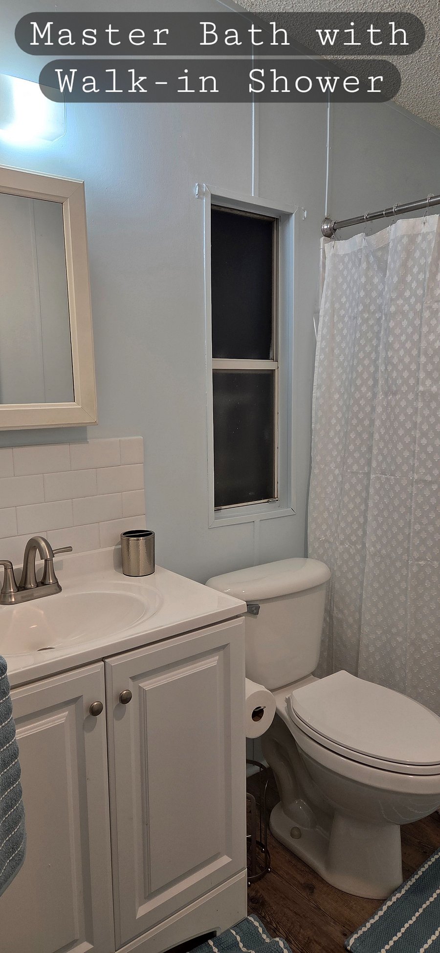 Master bathroom with step in shower
