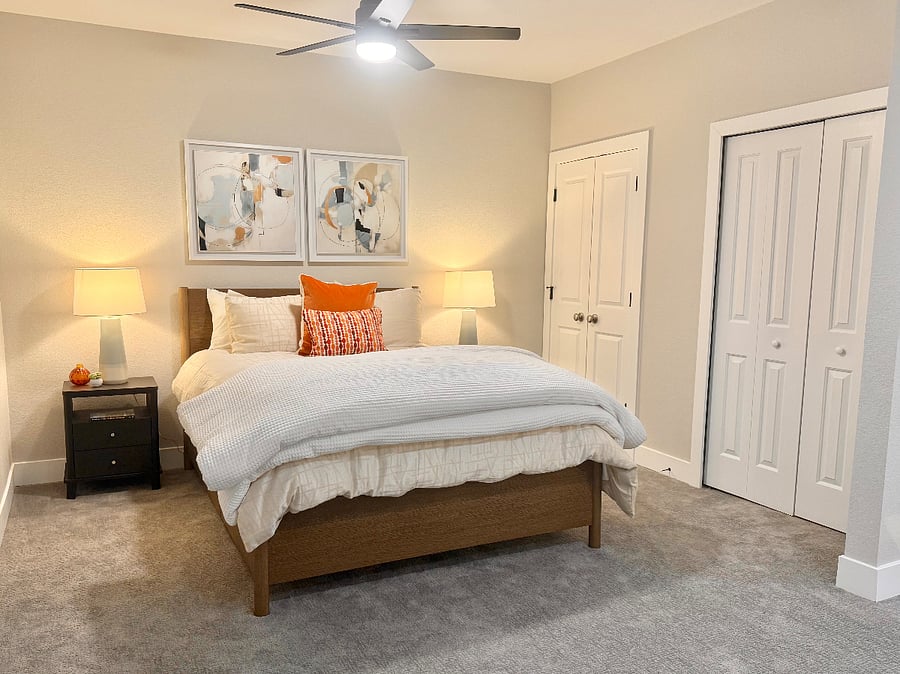 There are drawers built in on either side of the bed for storage. There is a closet with room for hanging cloths as well as a container store drawer solution.