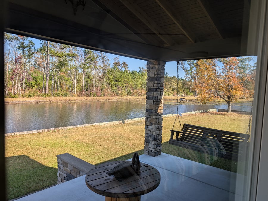Front porch view of the pond 