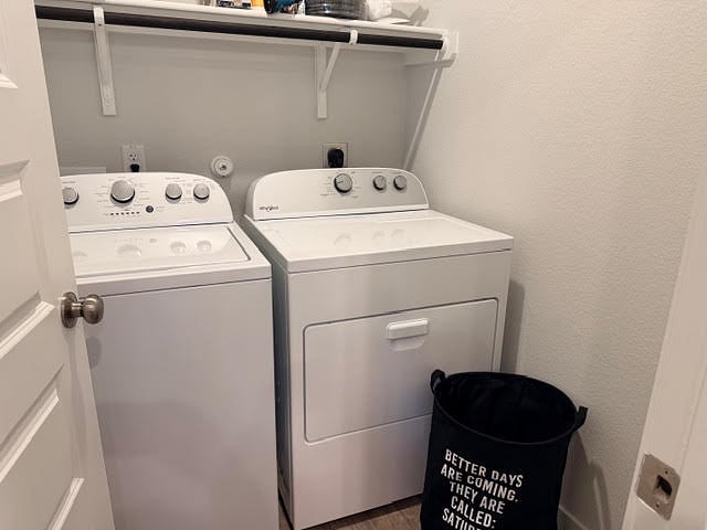 Laundry room in the kitchen area.