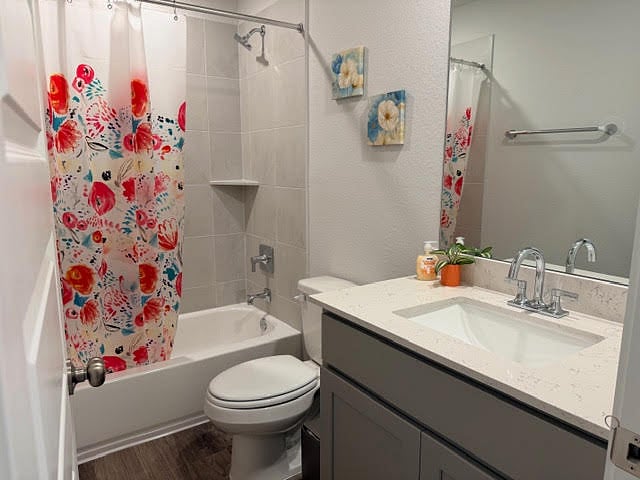 Shared full bathroom with another room and the tenant is only there on the weekends
