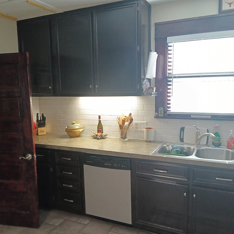 Counter space for prep work with under-cabinet lighting. 
