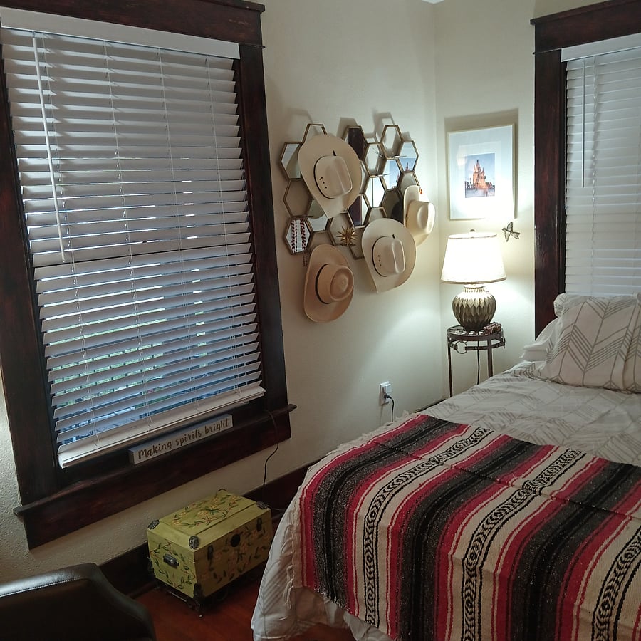 Front porch window in the guest room.