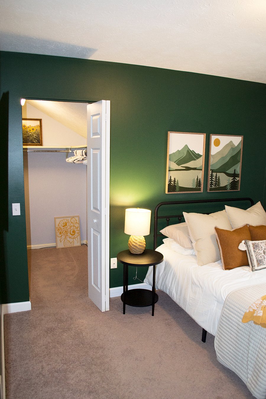 The walk in closet is large.