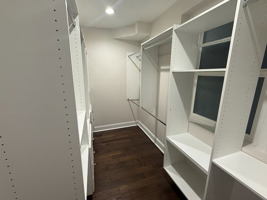 Walk-in closet in the master bedroom