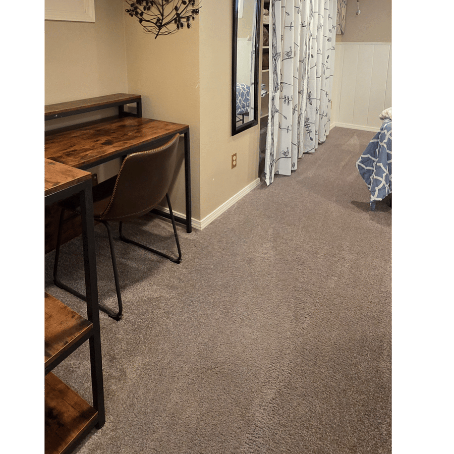 Spacious bedroom with Q bed, large closet and work station