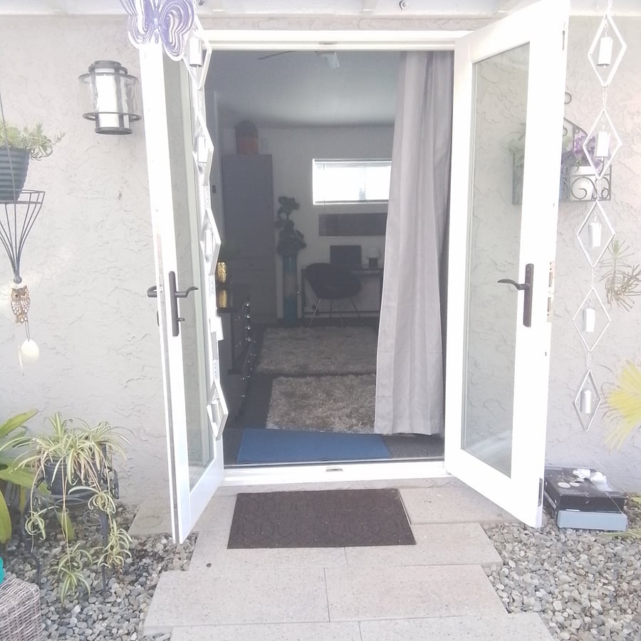 Private french door entry