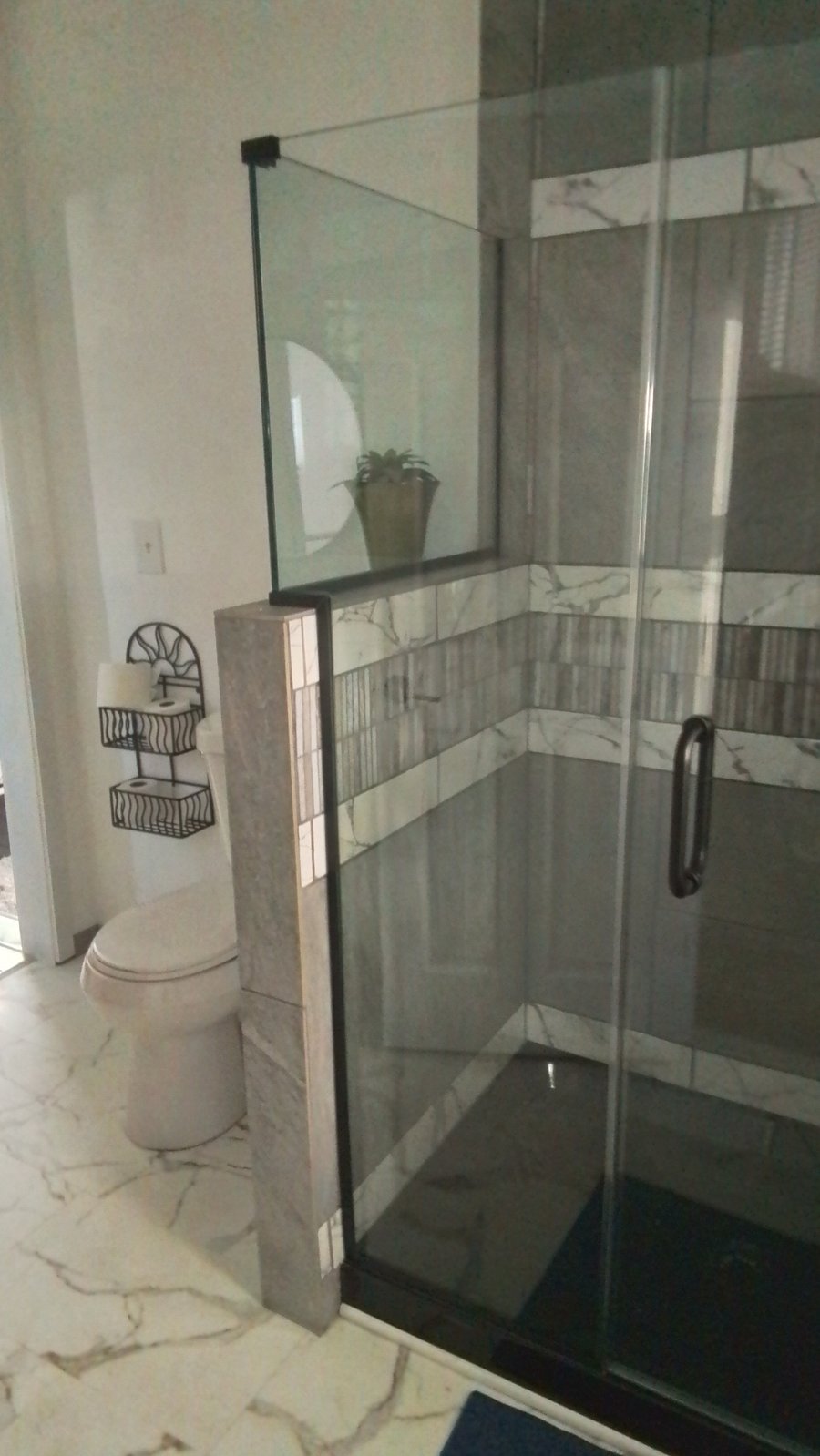 Brand new tiled large shower.