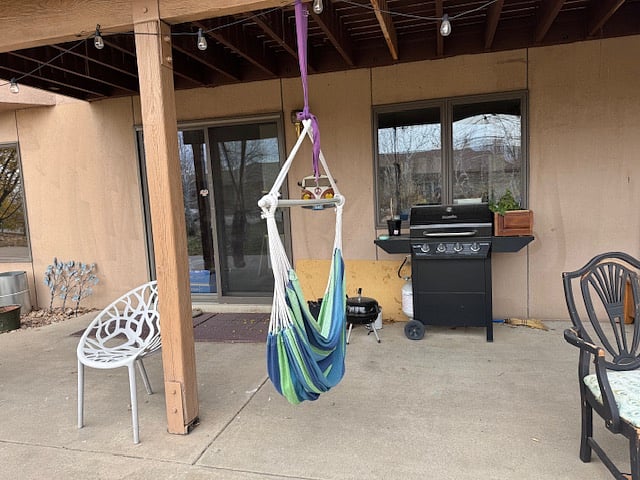 Back yard with grill and private entrance
