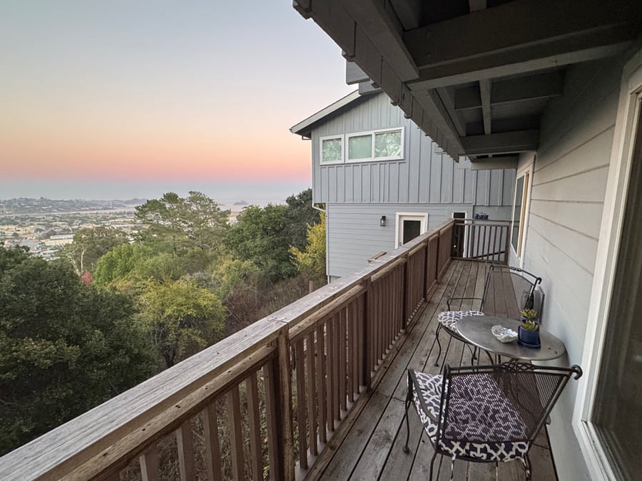 Looking East out onto the Bay from the private deck.