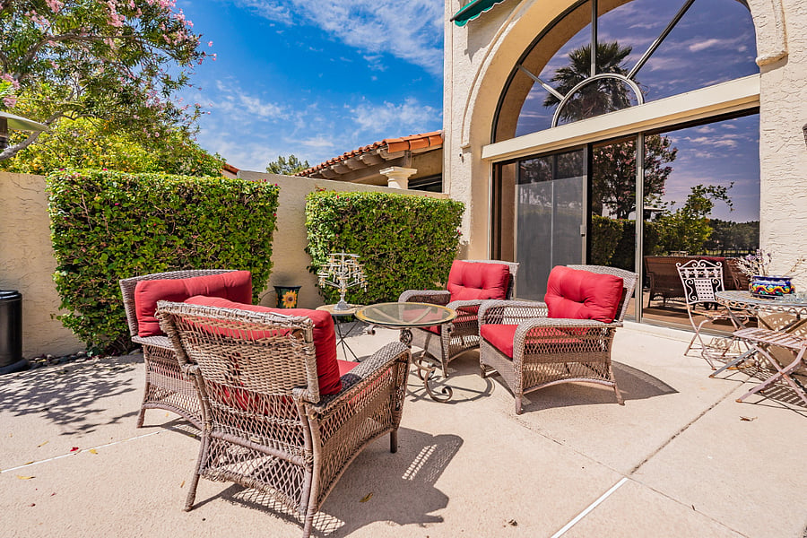 Patio off the living room overlooking the lake