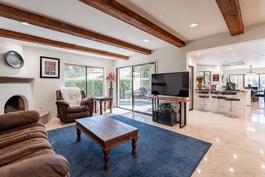 TV room overlooking pool