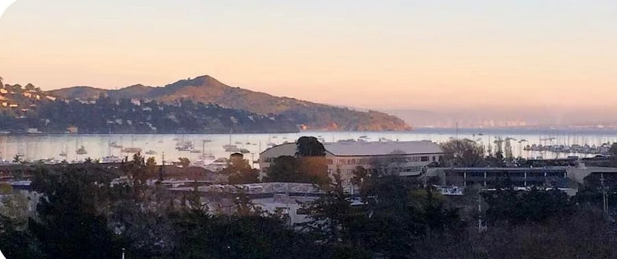 View of angel island from living room