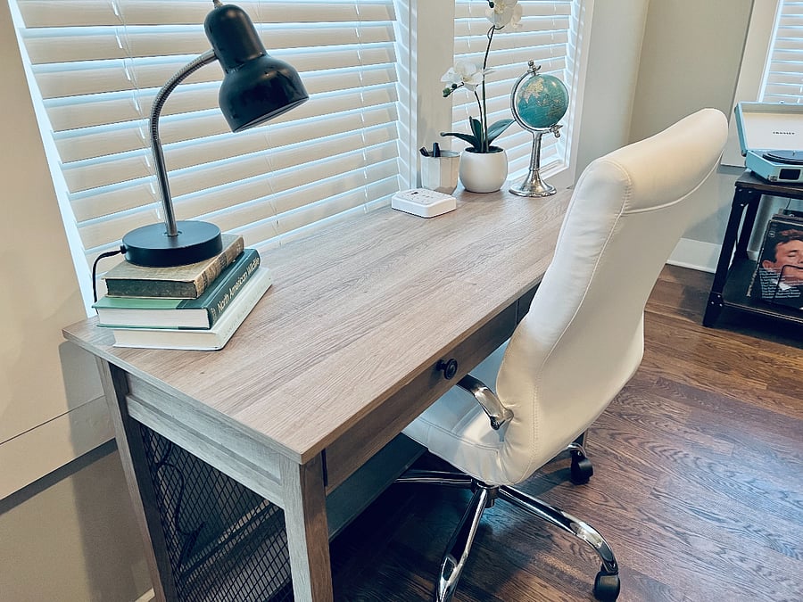 Work desk in living room