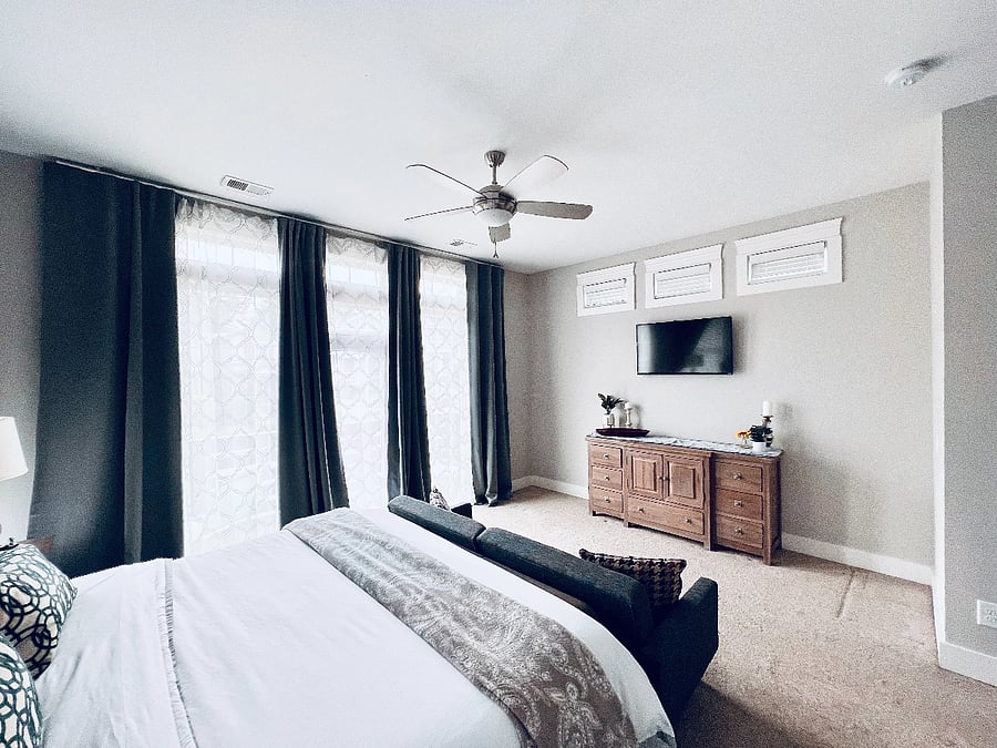 Another view of spacious bedroom 1 - King Bed, large dresser with TV