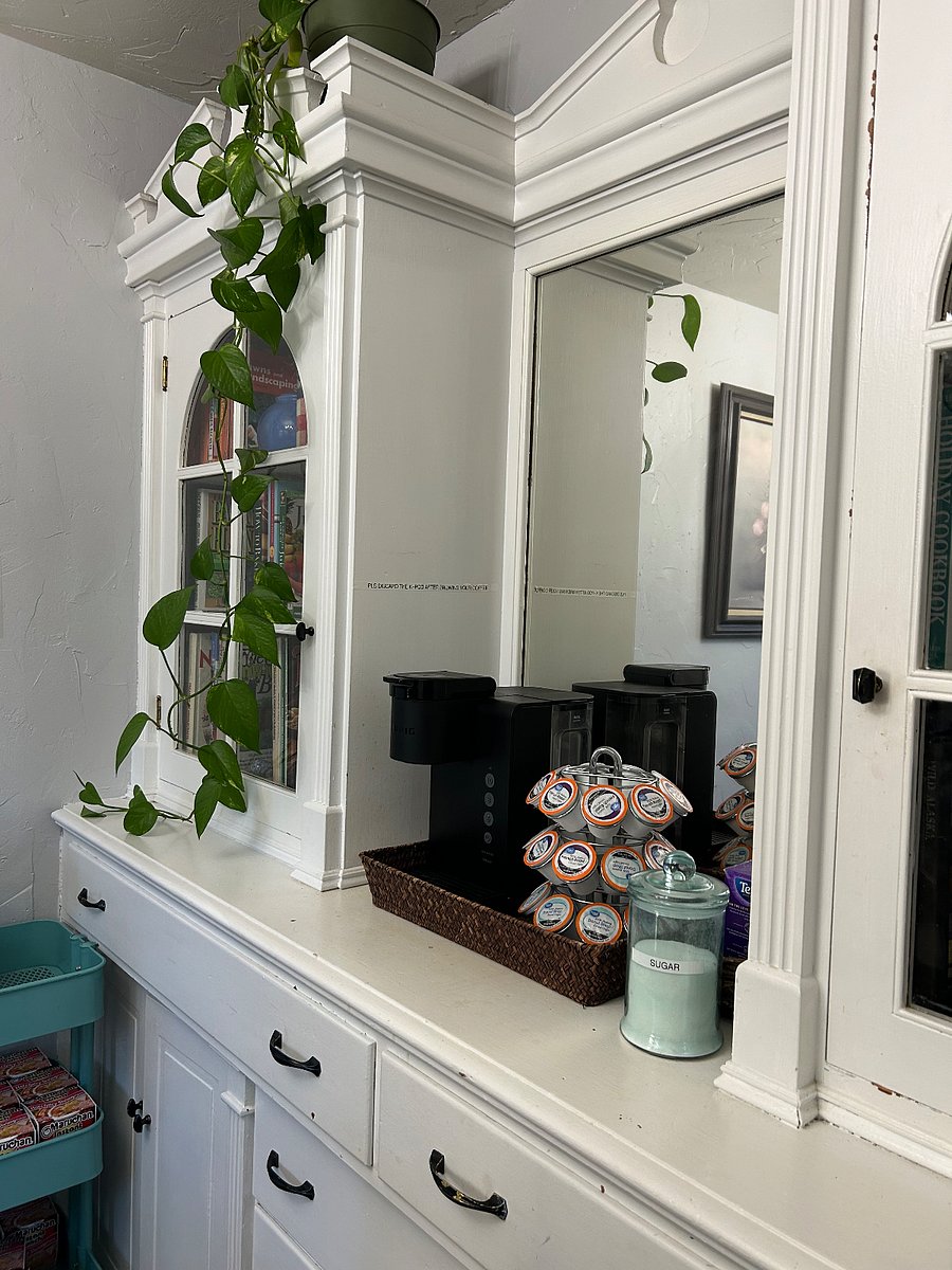 Coffee and snack station in the breakfast nook