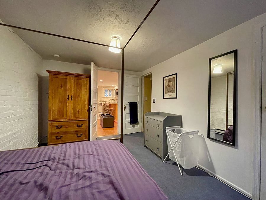 Quiet, private bedroom with full-size bed and fresh linens provided.
