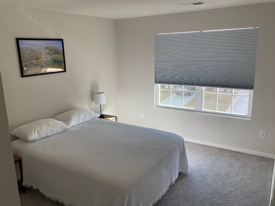 Bedroom B gets very dark in the daytime with a large, custom blackout cell shade.