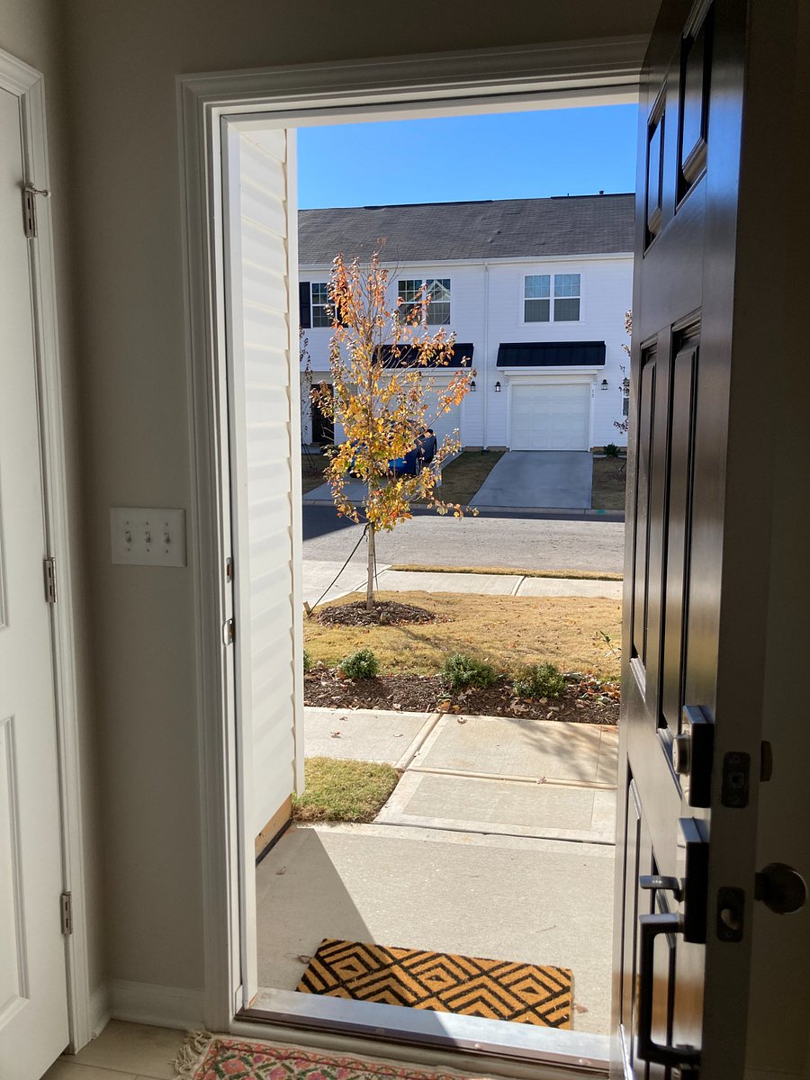 The view out the front hall/door