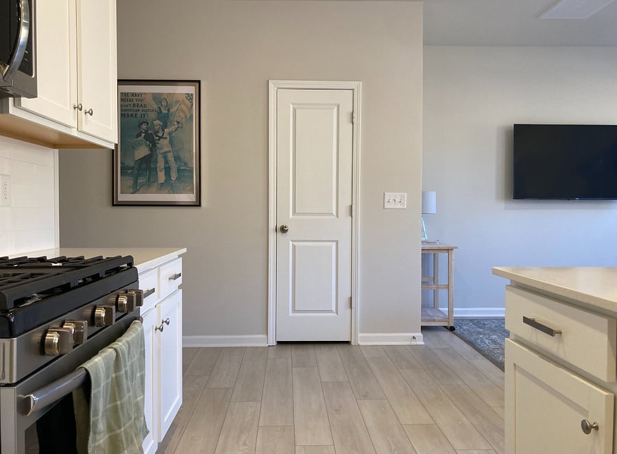 View of the pantry door and entry hall 