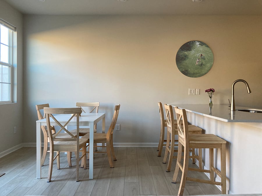 The table extends to fit double the guests with a secret hidden leaf.