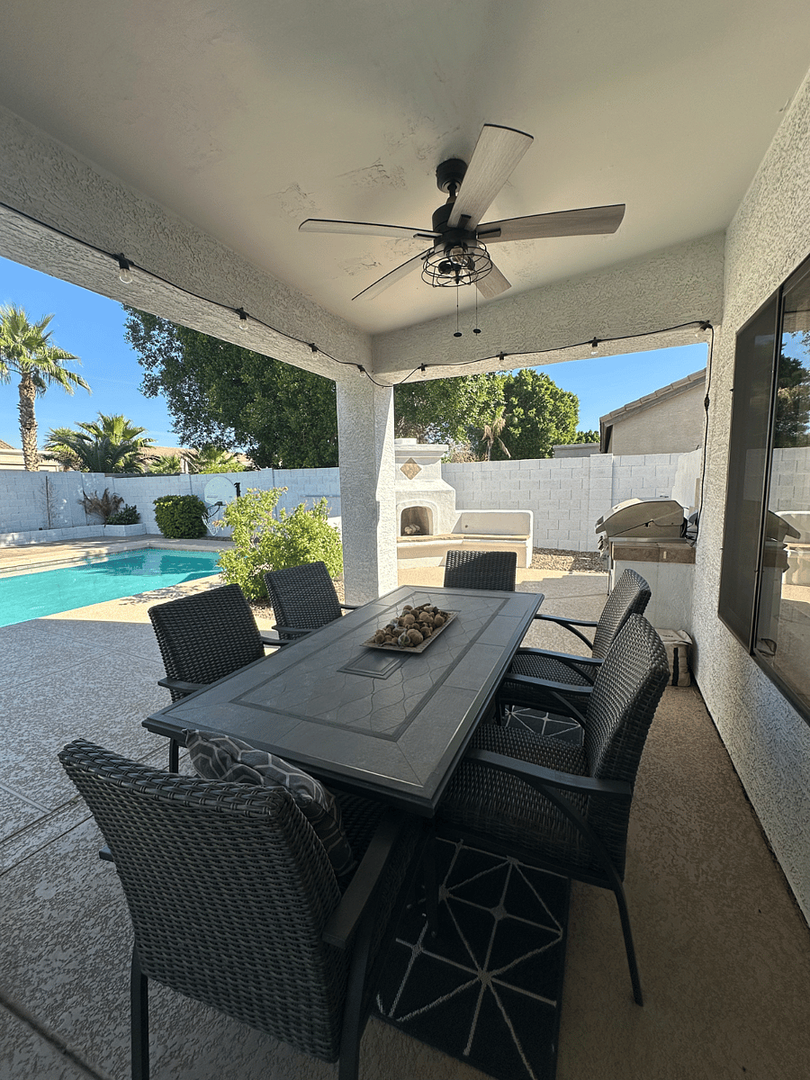 GAS GRILL AND FIREPIT TABLE WITH BEEHIVE GAS FIREPLACE AND SMART TV