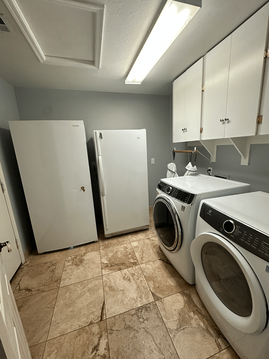 FRONT LOAD LAUNDRY WITH FULL DEEP FREEZER AND REFRIGERATOR