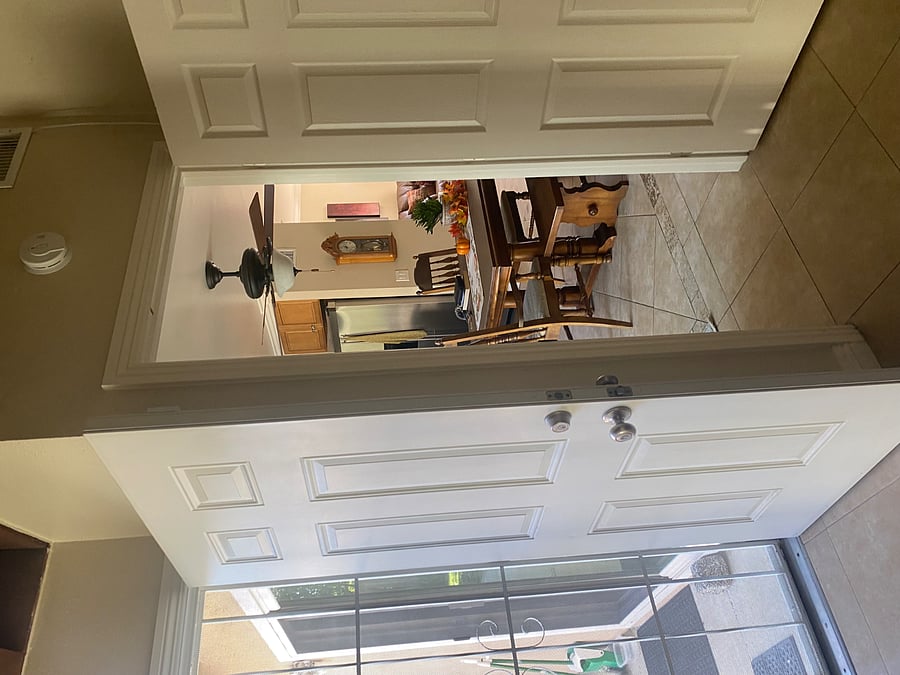 Entrance to your room in the house thru the dining area. Full access to kitchen along with dishes and pans. 1 fridge shelf provided. Also has a mini fridge in your room. Didnt install until after photos were taken. You are responsible cleanup if you cook.