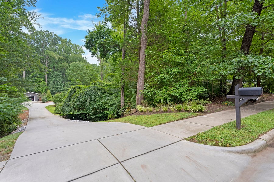 View from road entering driveway.