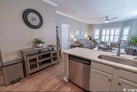 Kitchen view into the open living room