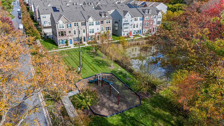 Front of Town House with playground