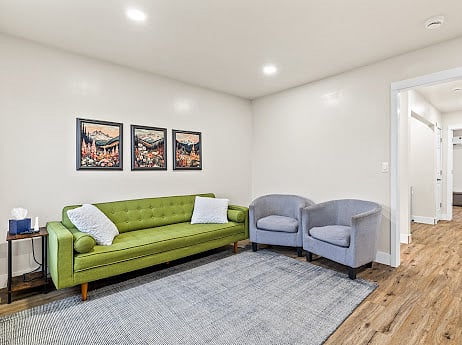 Living room leading to hallway 