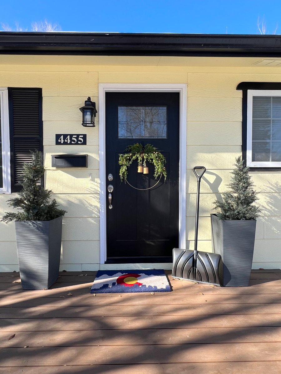 Front entry of house, winter 2025