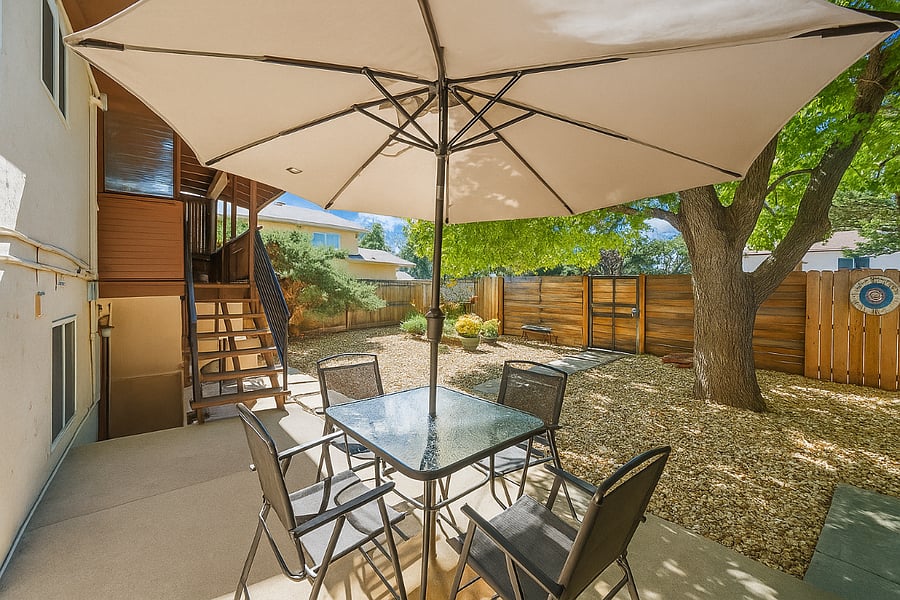 This backyard provides a calm outdoor setting for evening relaxation. Whether enjoying morning coffee or ending the night relaxing or playing games with family and friends. It offers a comfortable space to enjoy the Colorado weather.