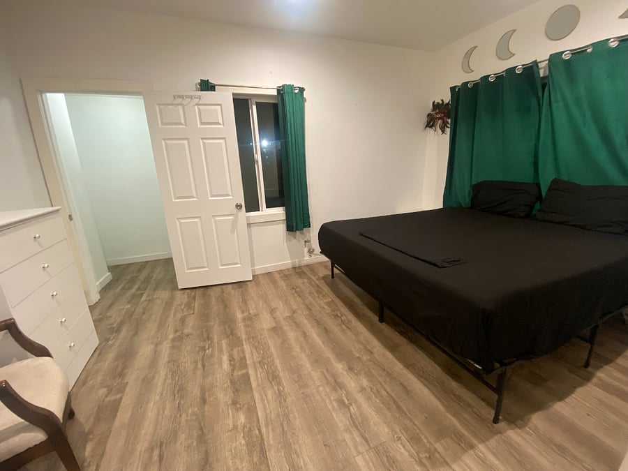 Bedroom with king size bed, huge walk in closet, 2 nightstands, and 2 dressers (if needed) 