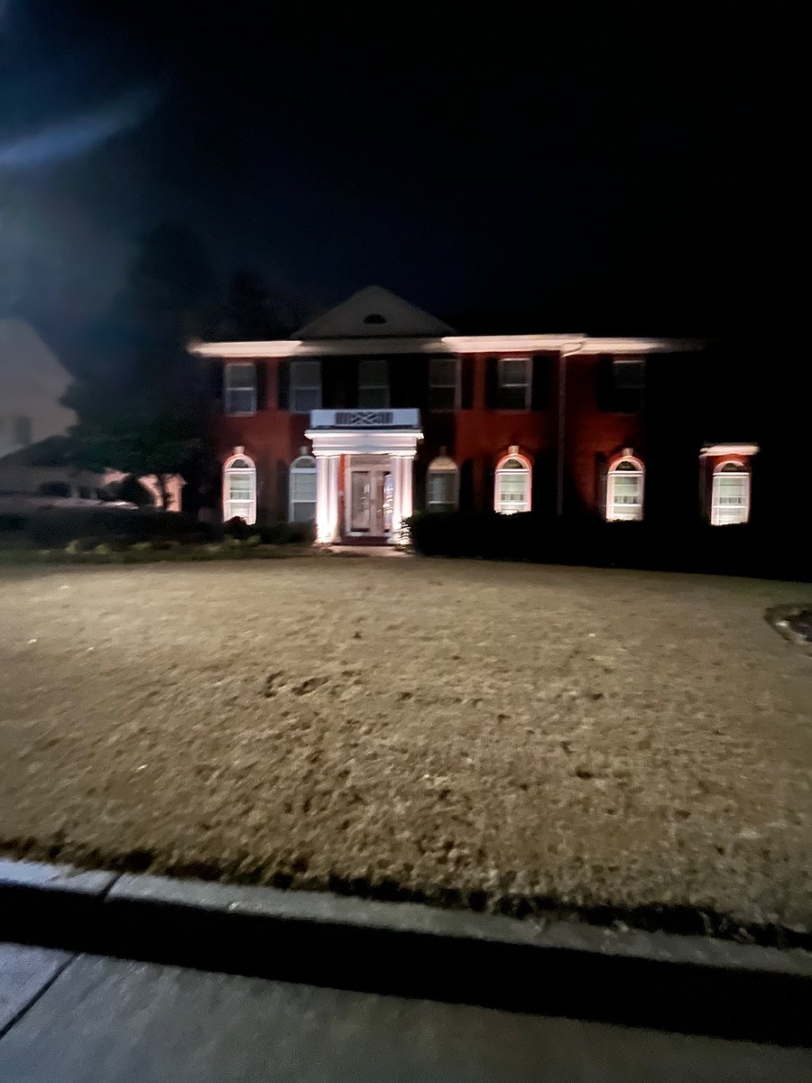 Custom dust to dawn exterior lights in front and along both sides of the home.