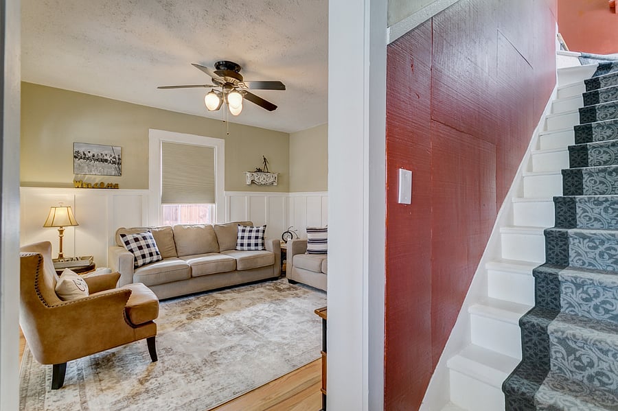 stairs to upper bedrooms/bathroom