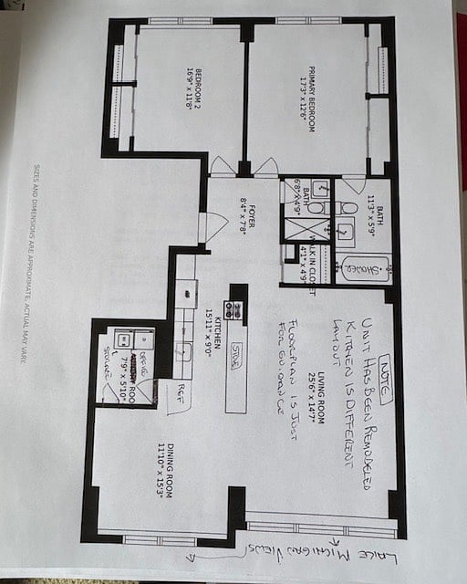 SIMILAR floor plan with small differences between my unit and this one. Living room & dining room face east and have lake/harbor views. Bedrooms face west.
