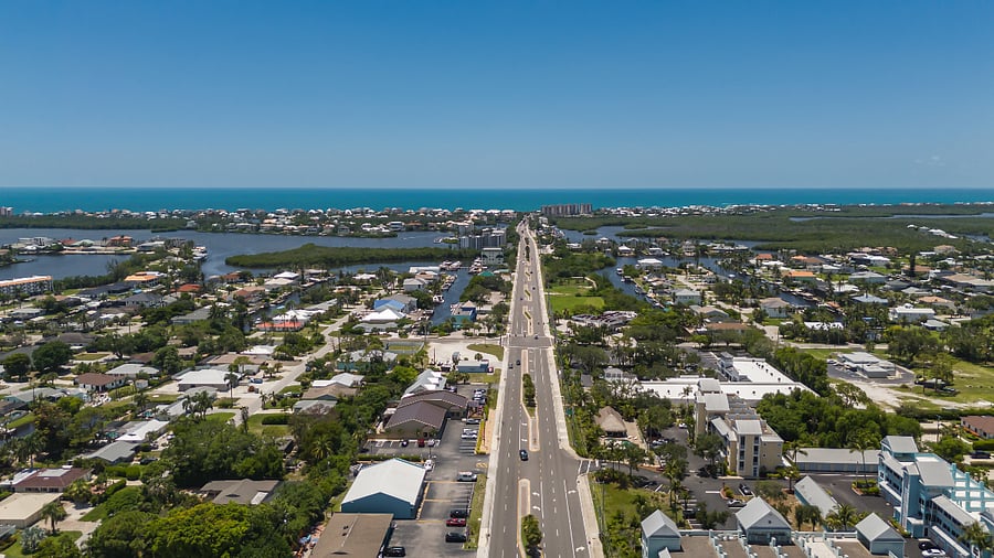 Straight shot to the Gulf - Bonita Beach just ahead (about 1.4 mi).