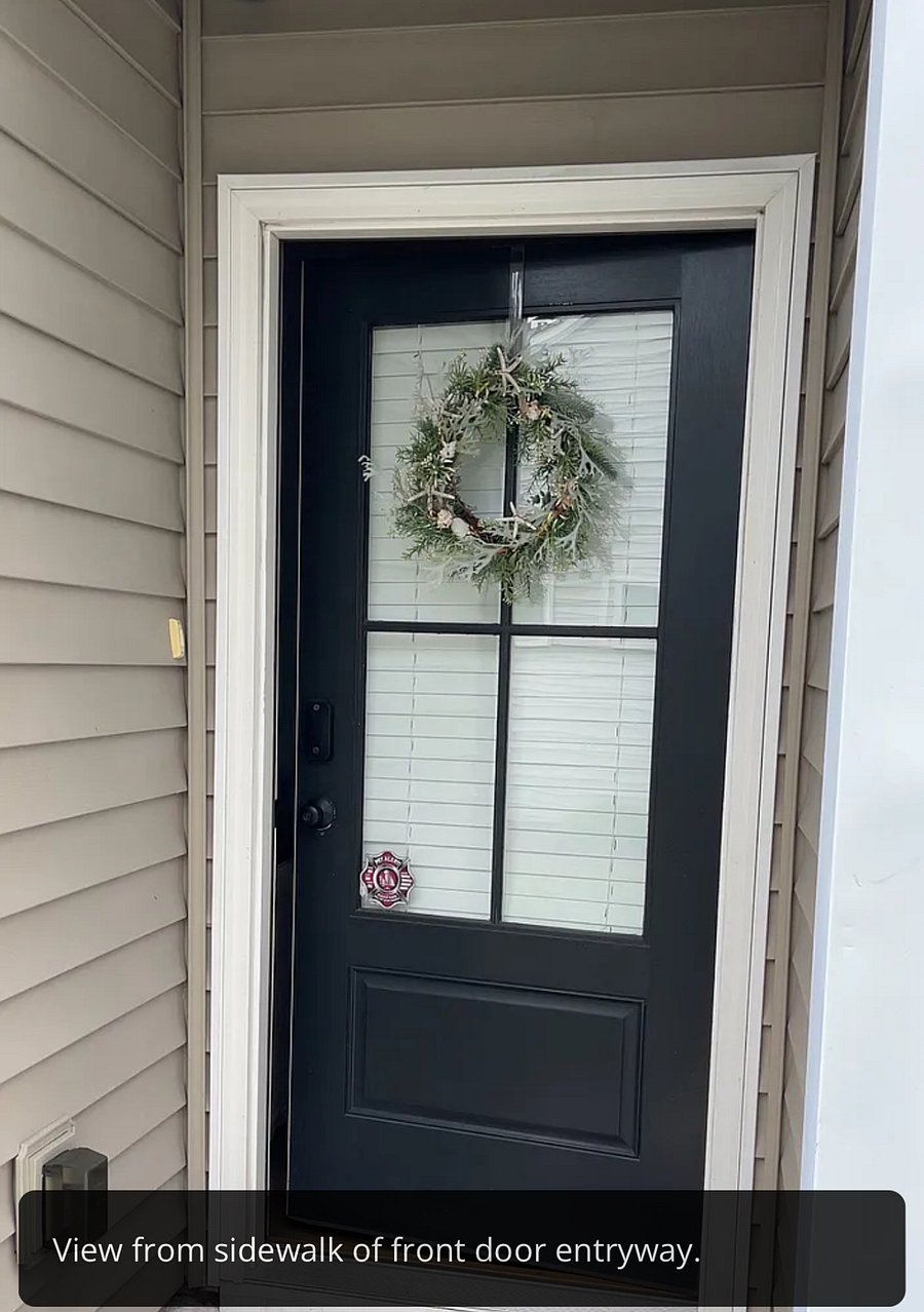 Front door is on the left side of the house for easy access from front or backyard