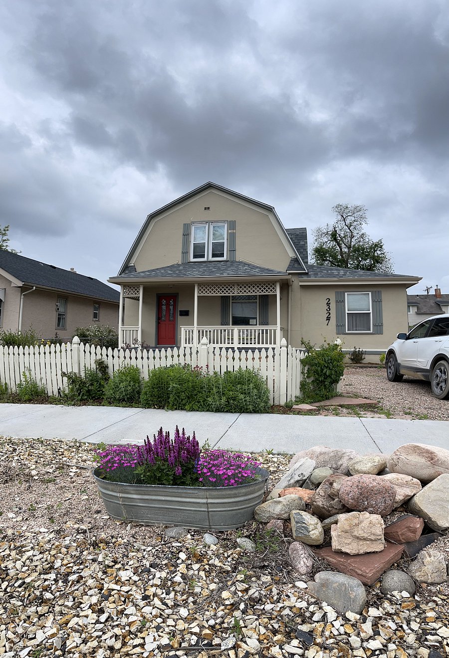 Front yard with driveway for 2 cars. There is one street spot usually available. 