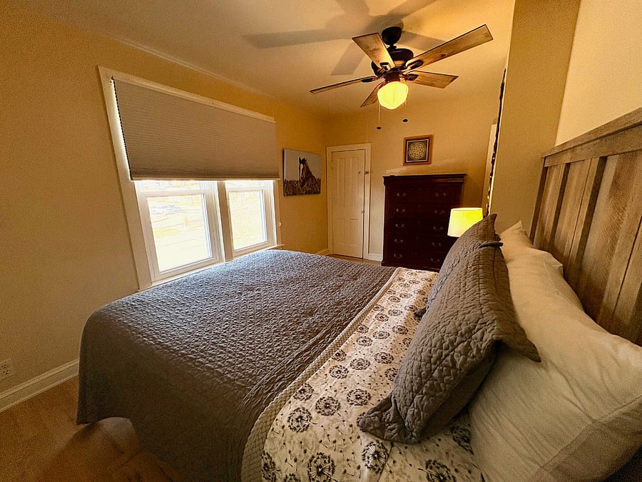 #2 queen bedroom with city and Pikes Peak view. 