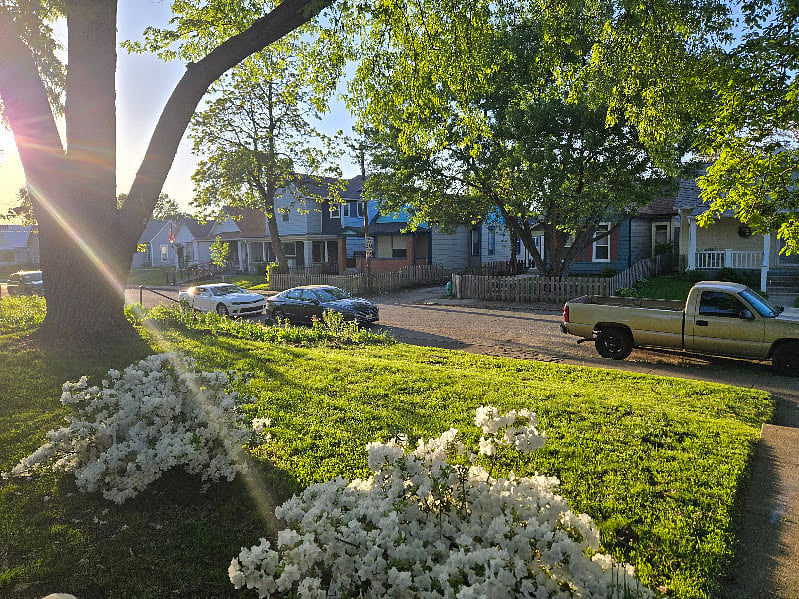 View of front yard and available parking out front. 