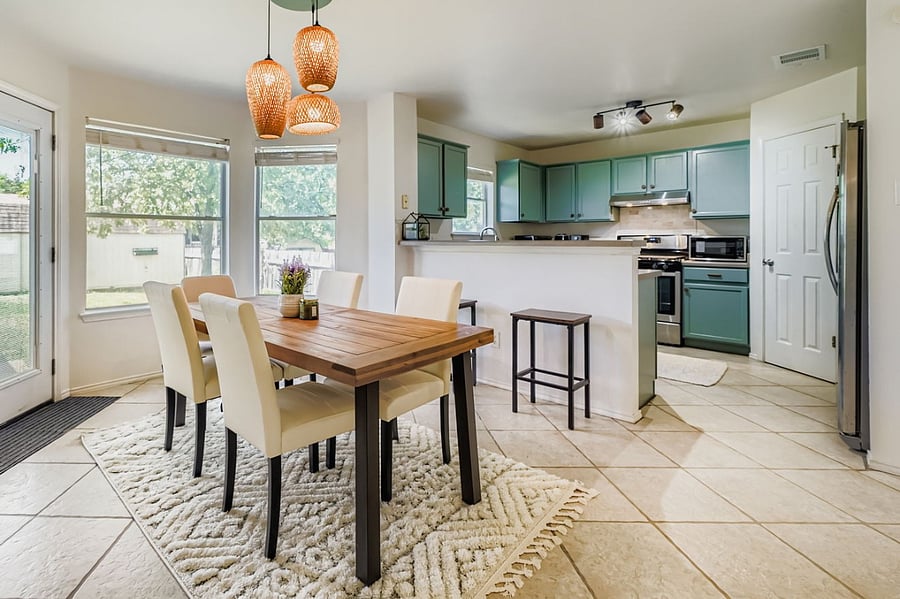 Dining area facing the beautiful backyard