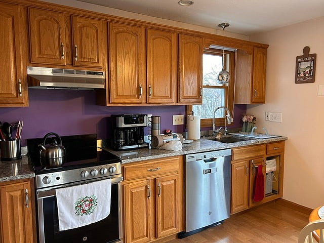 Fully loaded kitchen area. 