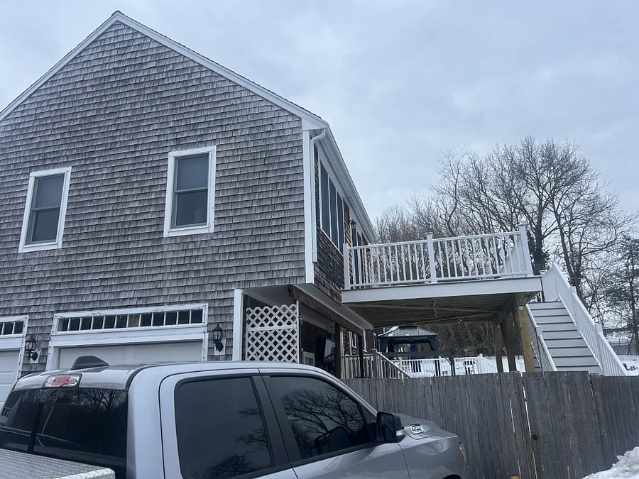 Driveway view of the New Back Deck 