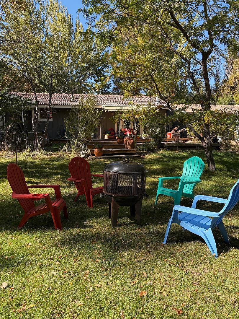 Backyard lawn area