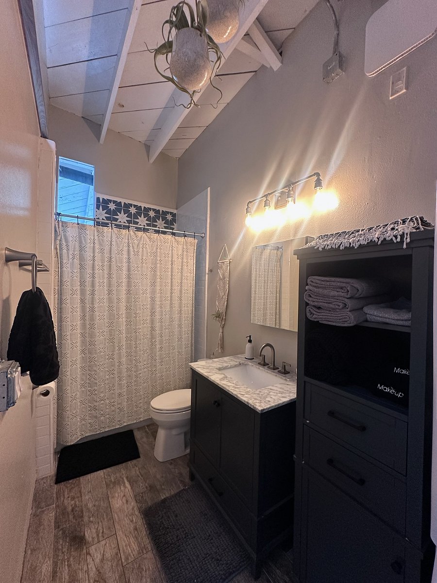 Large bathroom with full size shower