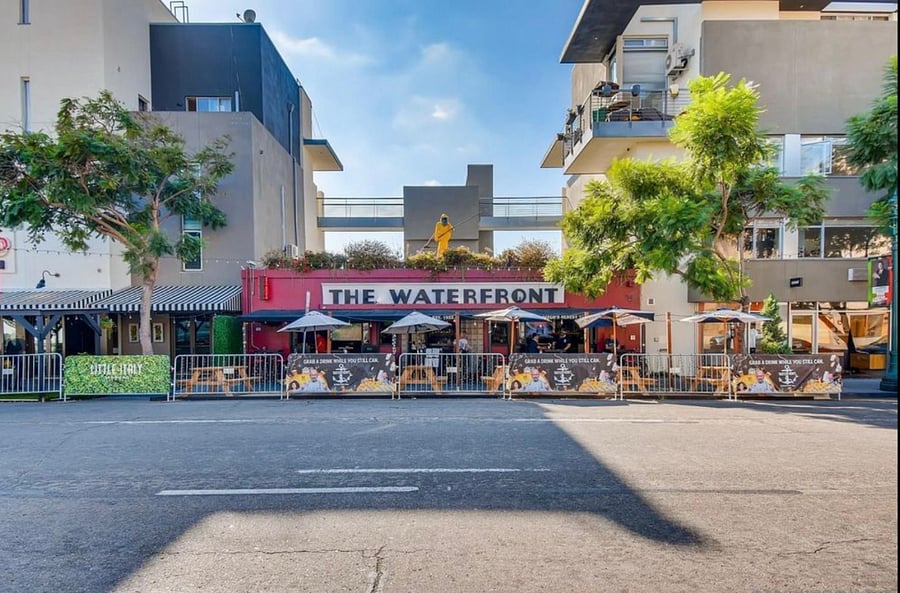 Waterfront Bar directly located outside the front of our complex. It is the oldest most consistenly running bar in all of San Diego. They got their liquor license back 15 minutes after prohibition ended! 